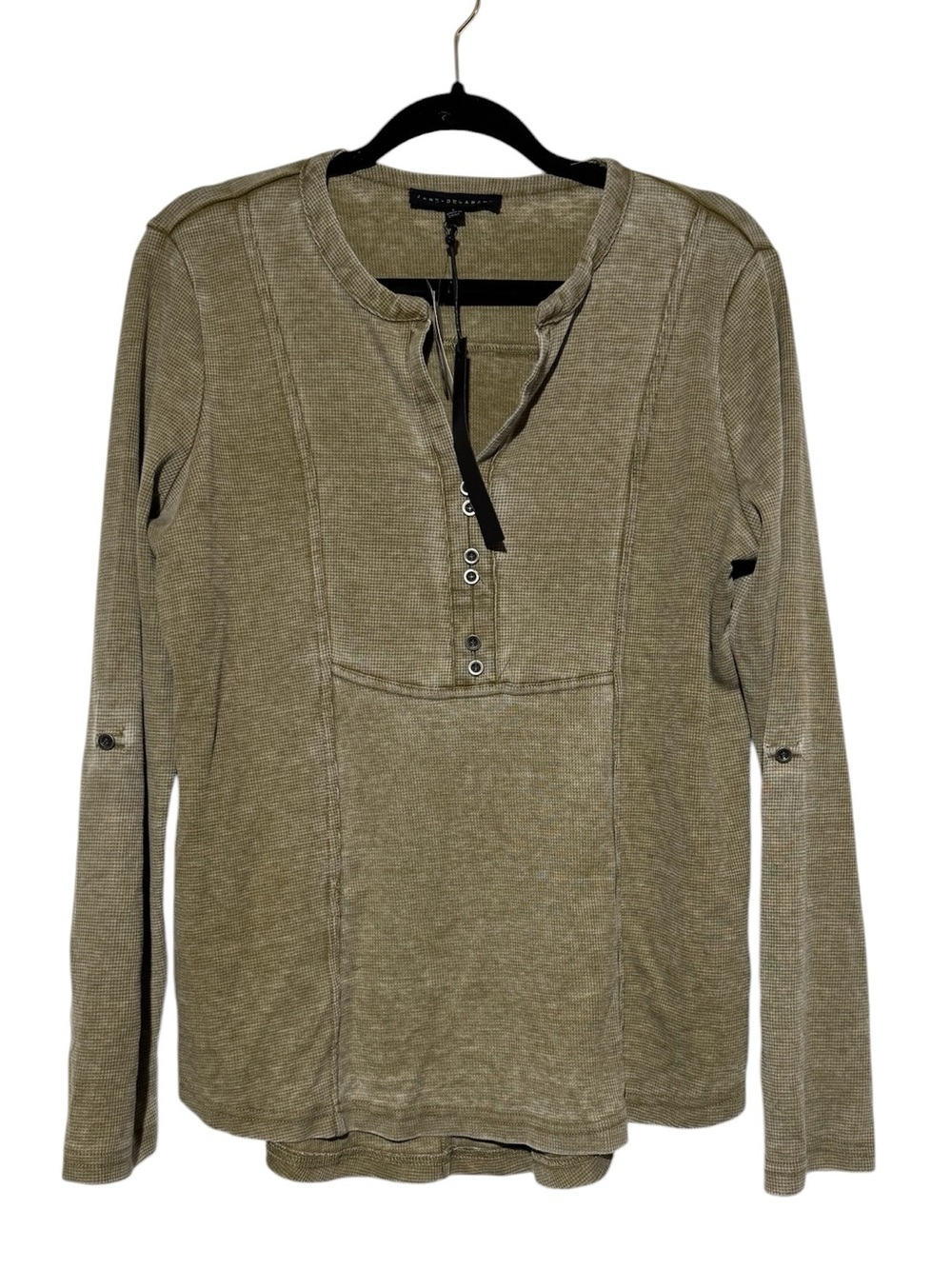 Jane and Delancey Olive Green Long Sleeve Henley Top